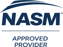 NASM logo above the words “Approved Provider” on a white background.